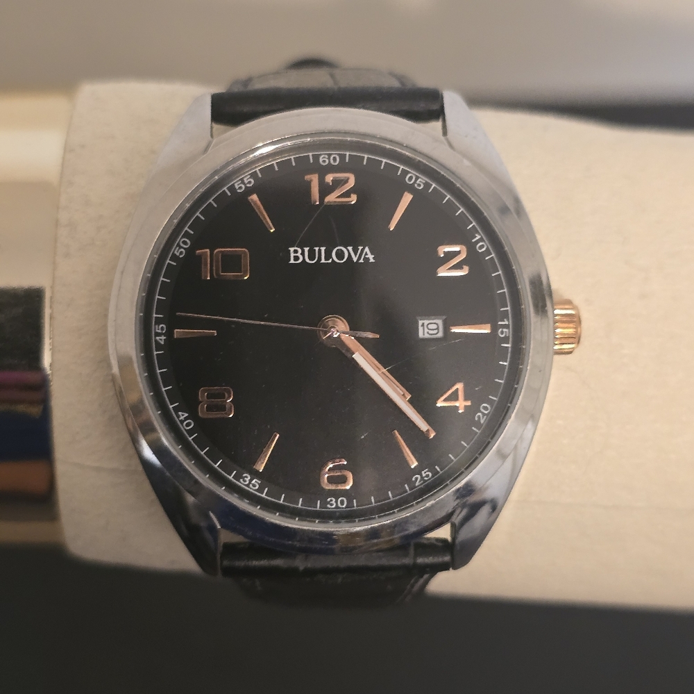 Bulova Black and Silver Watch Slightly worn